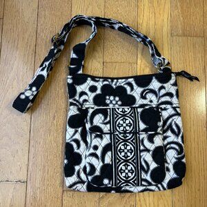 Vera Bradley Night & Day Black White Floral Quilted Hipster Crossbody Bag Purse